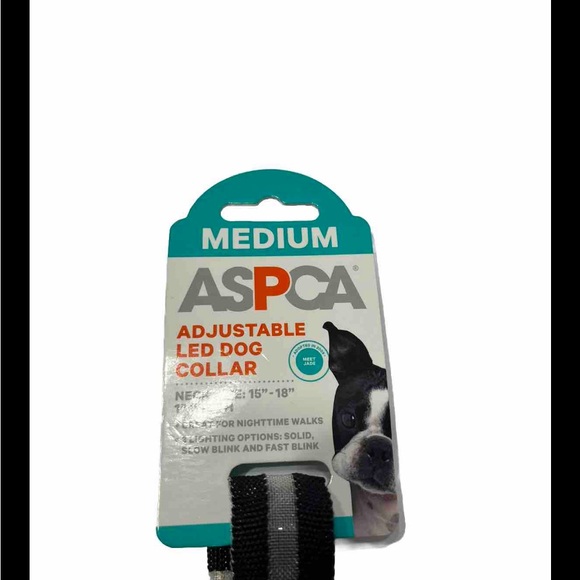 ASPCA MEDIUM Adjustable LED Dog Collar Black Size 15" - 18" - 1" Width NEW, - Picture 3 of 9